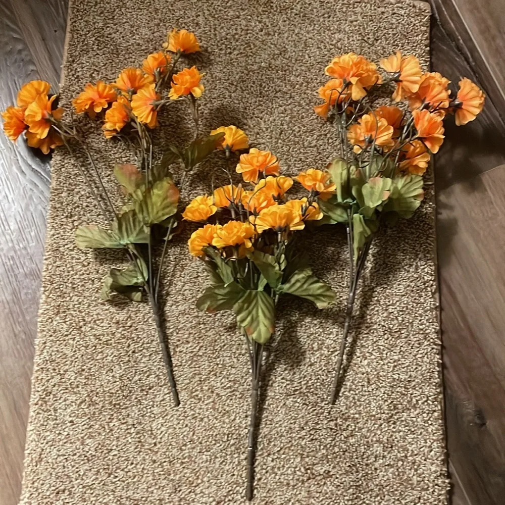 3 Marigold Faux Floral picks